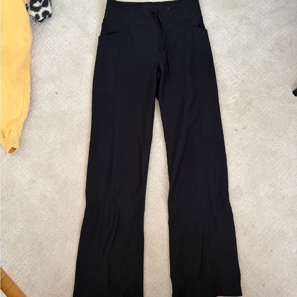 Women's Black Wide-Leg Drawstring Pants